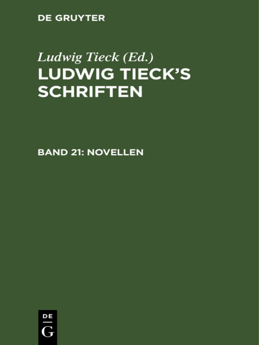 Title details for Novellen by Ludwig Tieck - Wait list